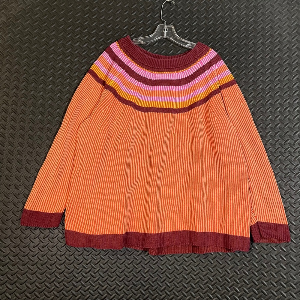 Lands' End Orange Pink Drifter Pullover Knit Sweater Women's Size 2X 20W-22W
